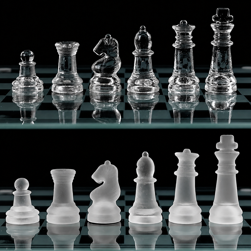 Jeu d'échecs en verre
