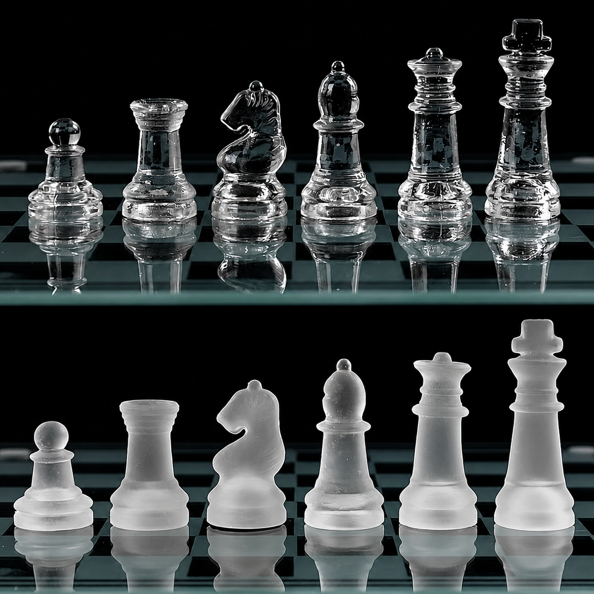 Jeu d'échecs en verre