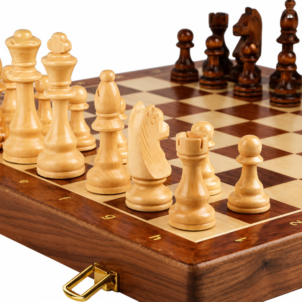 Jeu d'échecs en bois pliable