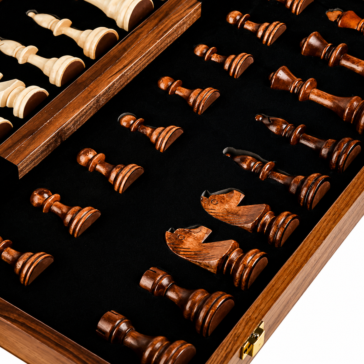 Jeu d'échecs en bois pliable