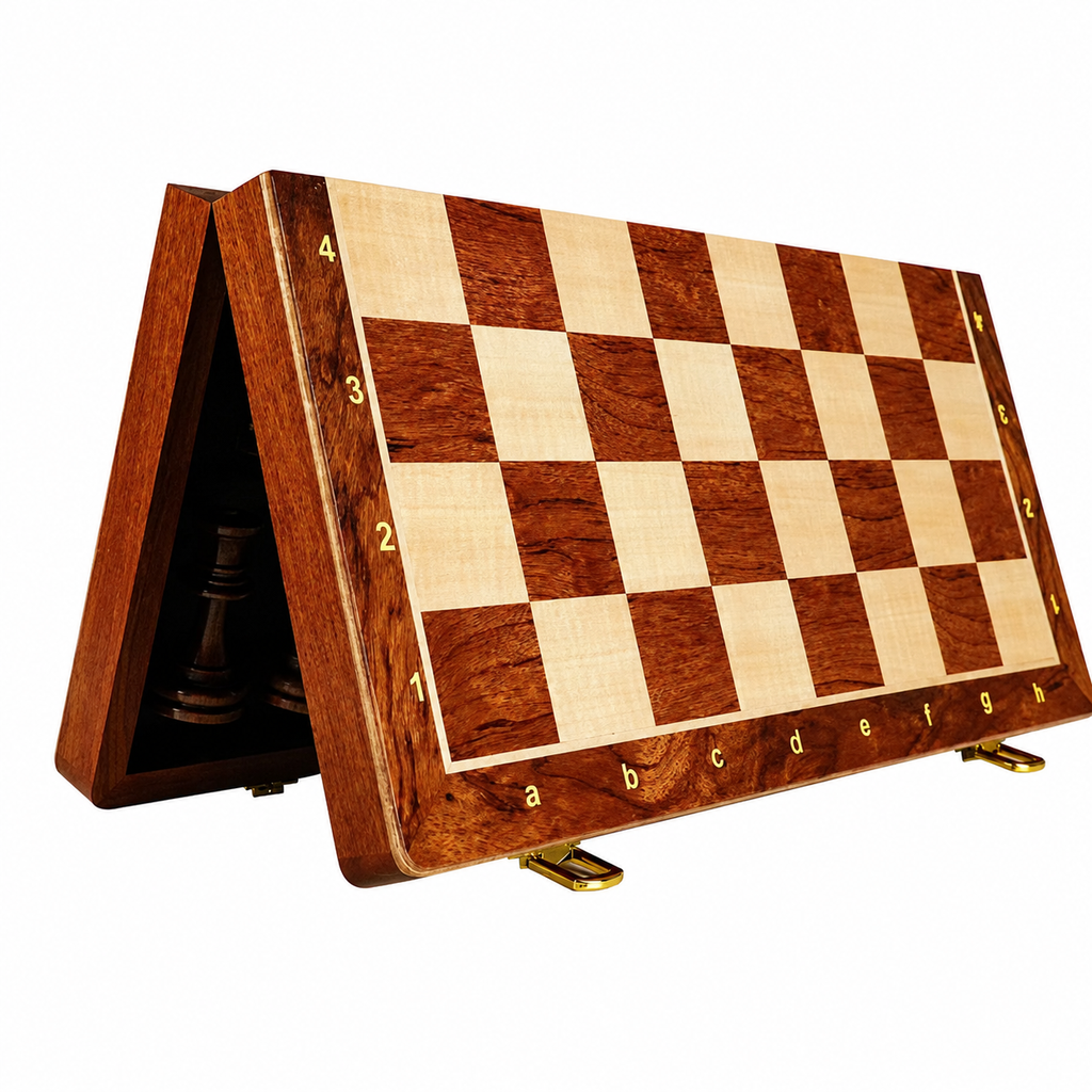 Jeu d'échecs en bois pliable