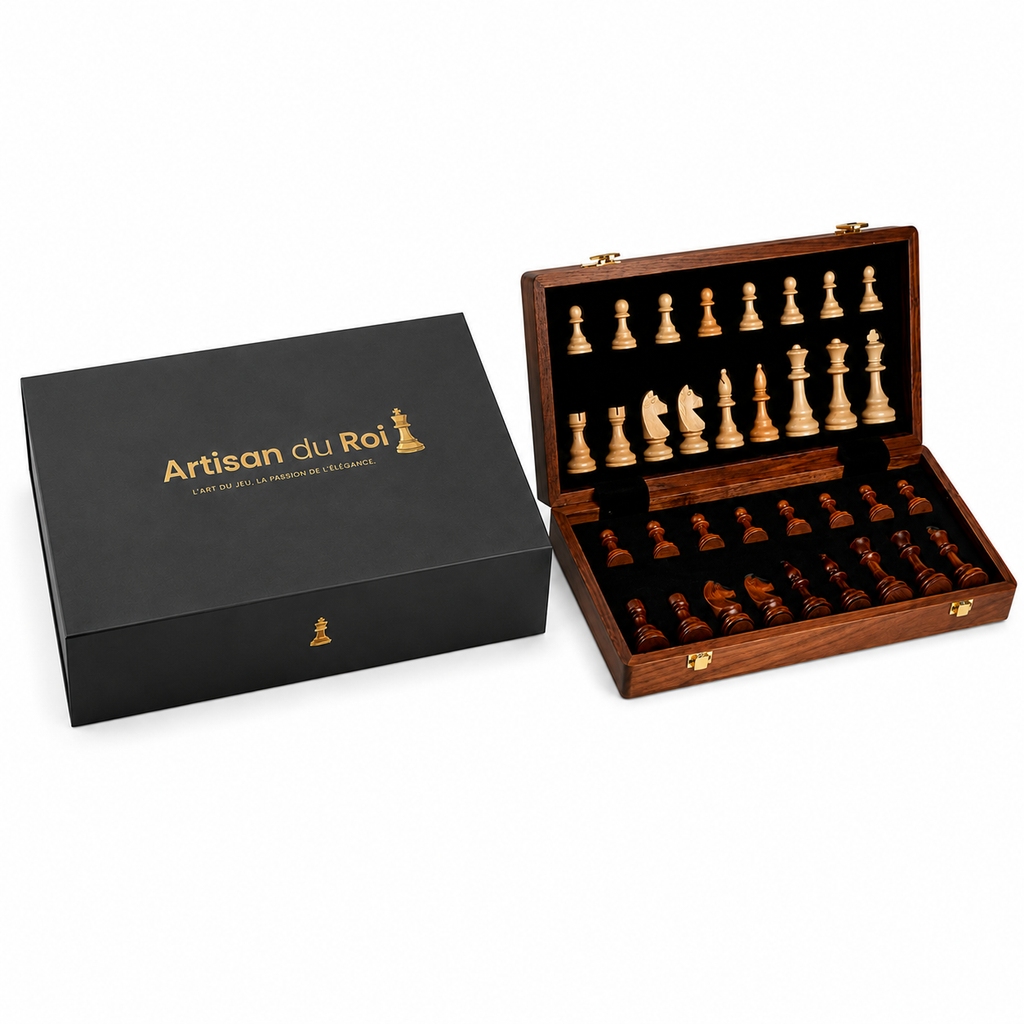 Jeu d'échecs en bois pliable