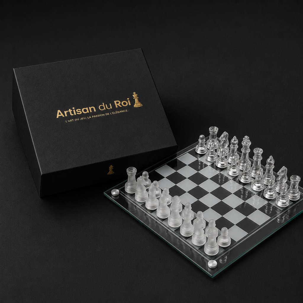 Jeu d'échecs en verre