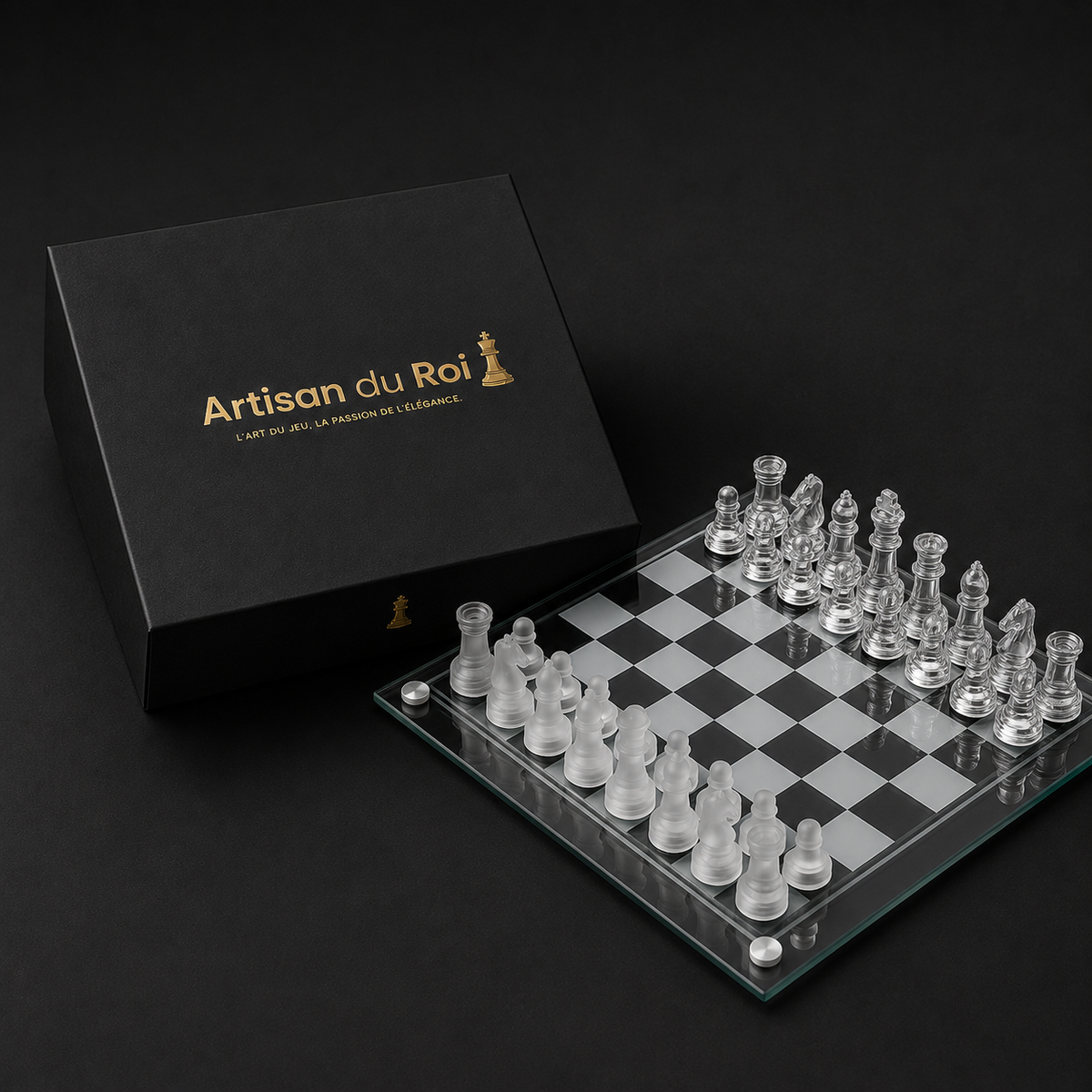 Jeu d'échecs en verre