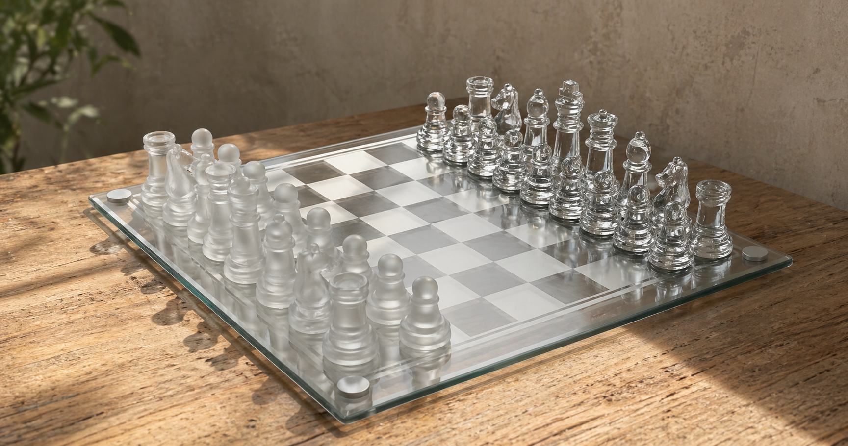 échiquier en verre