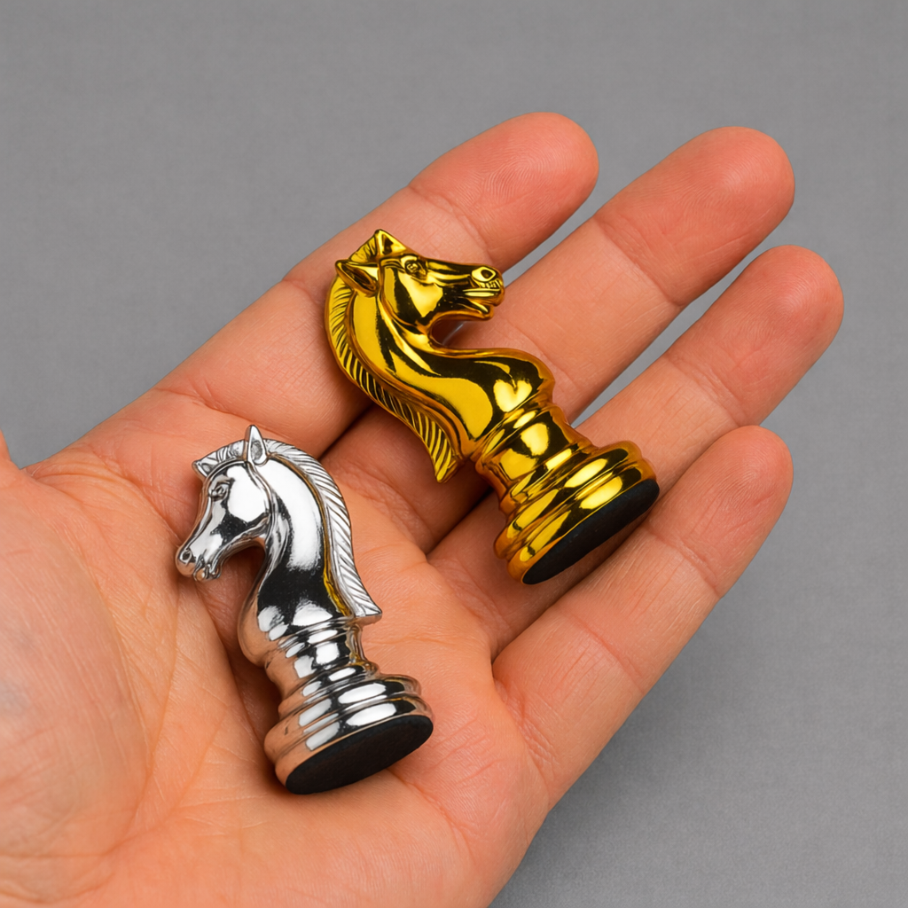 Jeu d'échecs en bois avec pièces en zinc 