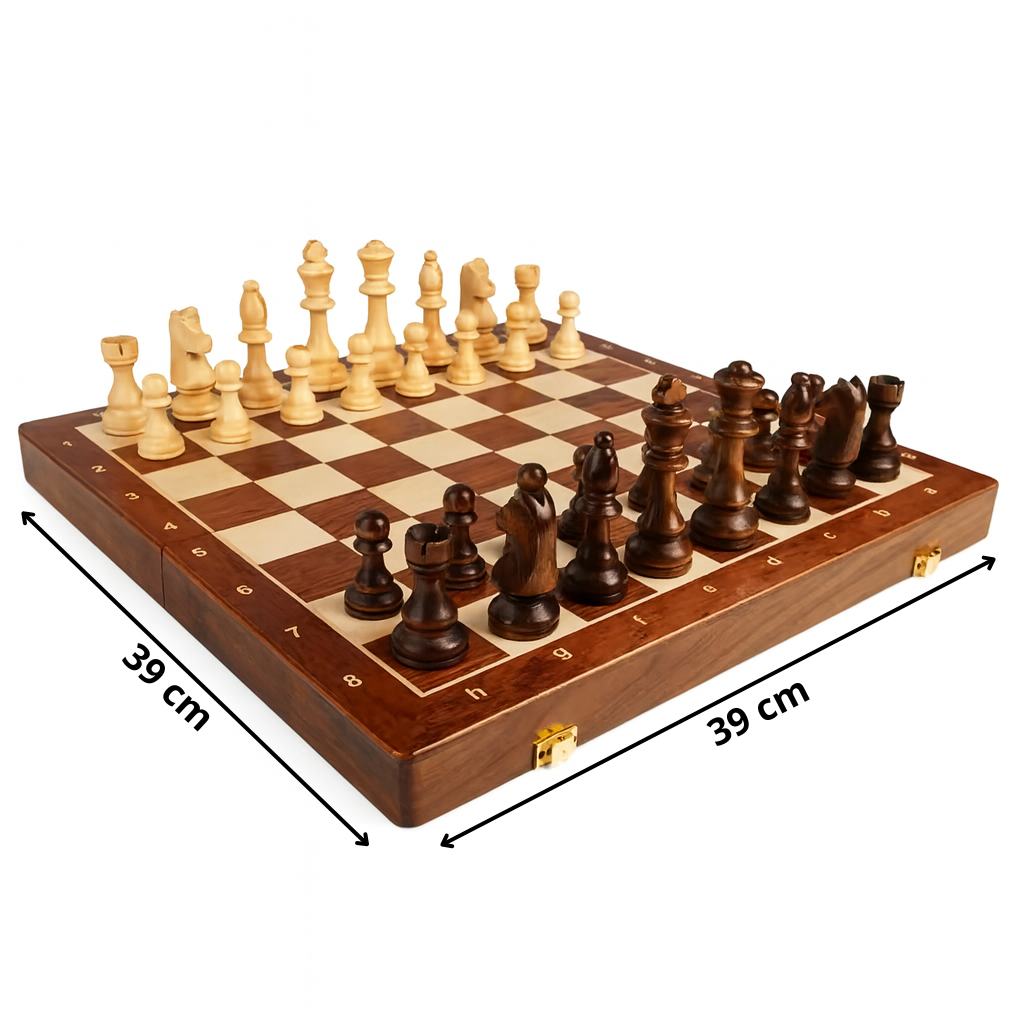 Jeu d'échecs en bois pliable taille
