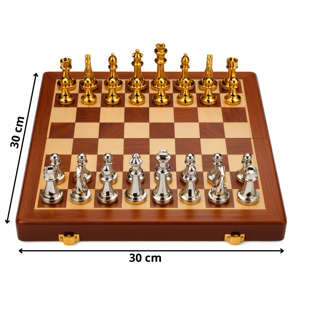 Jeu d'échecs en bois avec pièces en zinc taille