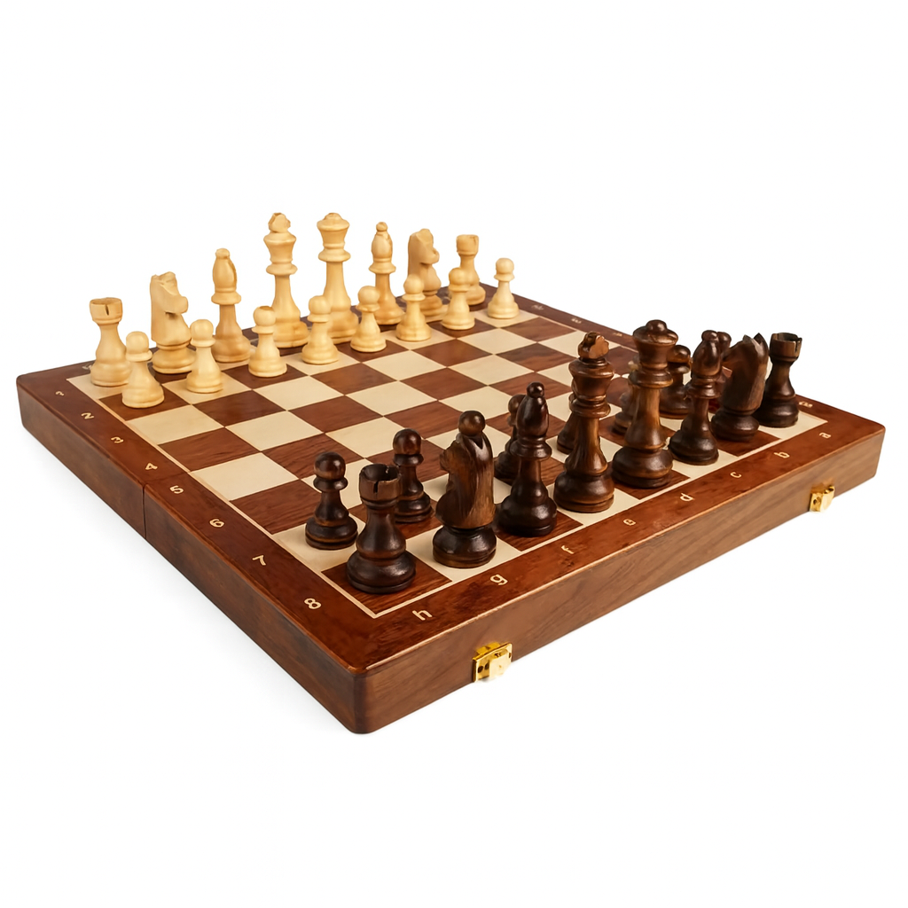 Jeu d'échecs en bois pliable